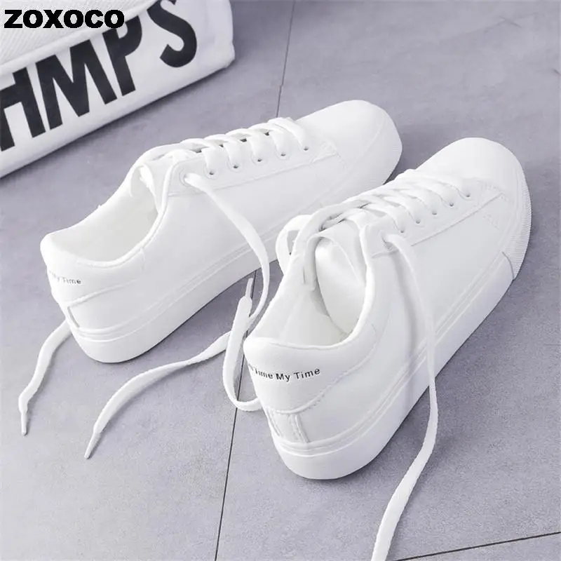 Women Sneakers 2022 Fashion Breathble Vulcanized Shoes Pu Leather Platform Shoes White Lace Up Casual Shoes Zapatos Mujer