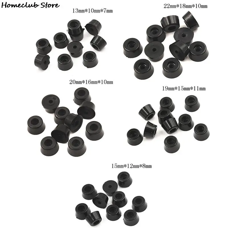 

10pcs Anti Slip Furniture Legs Feet Black Speaker Cabinet Bed Table Box Conical Rubber Shock Pad Floor Protector Furniture Parts