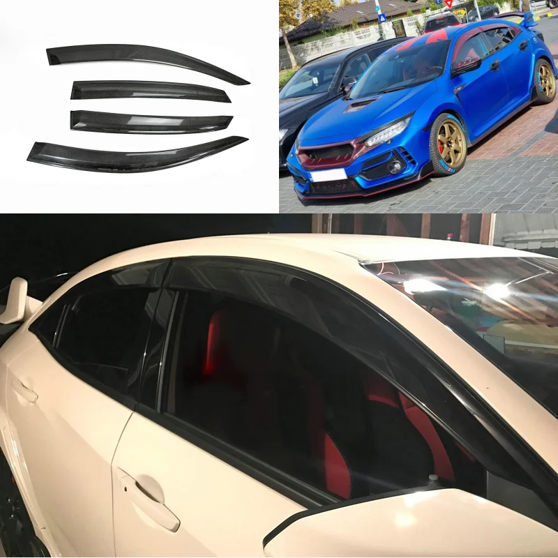 

For Honda FK8 FK7 CIVIC TYP-R OE Carbon Fiber Door Window Visor Trim Visor Side Rain Eyelid Carbon Door Eyebrow Guards Bodykits