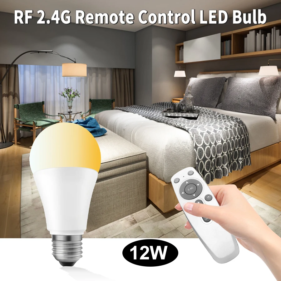 Умная Светодиодная Лампа E27 12 Вт 86-265 В С Радиочастотным Пультом Дистанционного