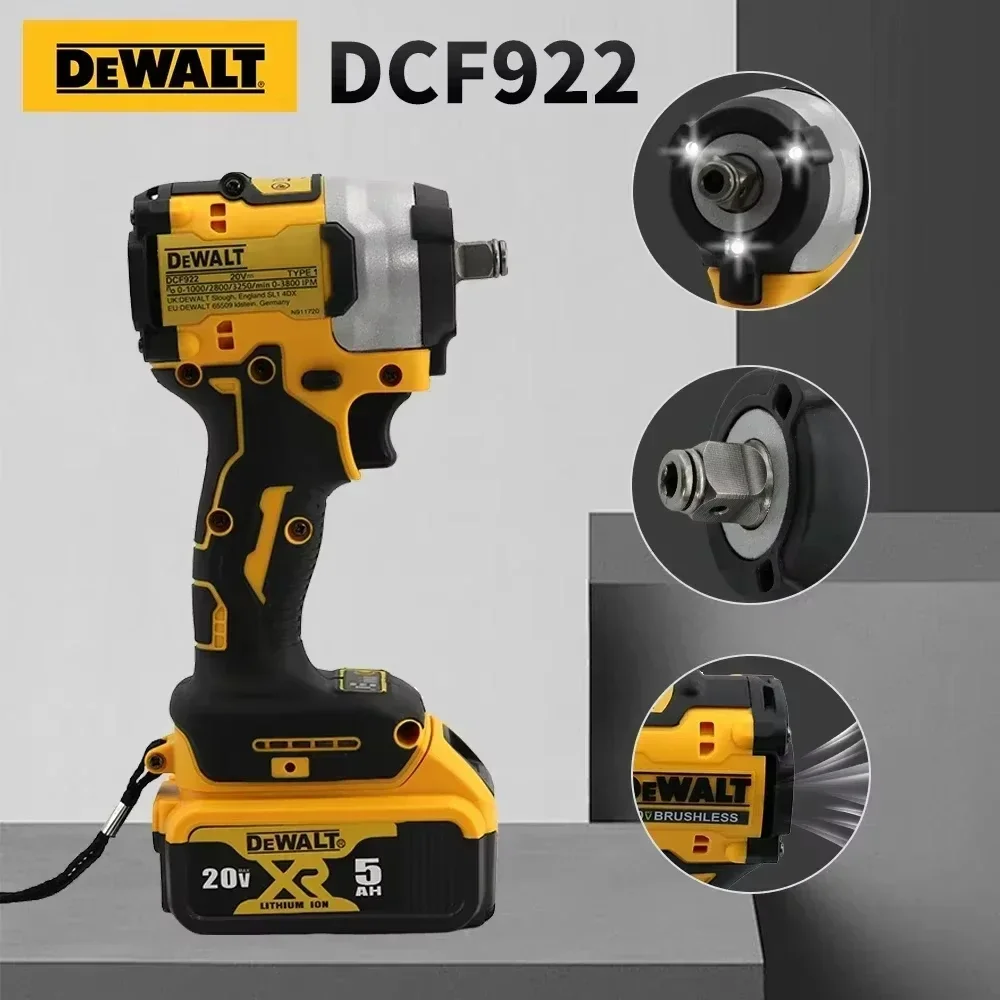 Фото Dewalt DCF922 Перезаряжаемый ударный гайковерт 20 В с высоким крутящим моментом 205 Нм 2500 PRM Светодиодное освещение Плавное управление скоростью Электрические инструменты №2