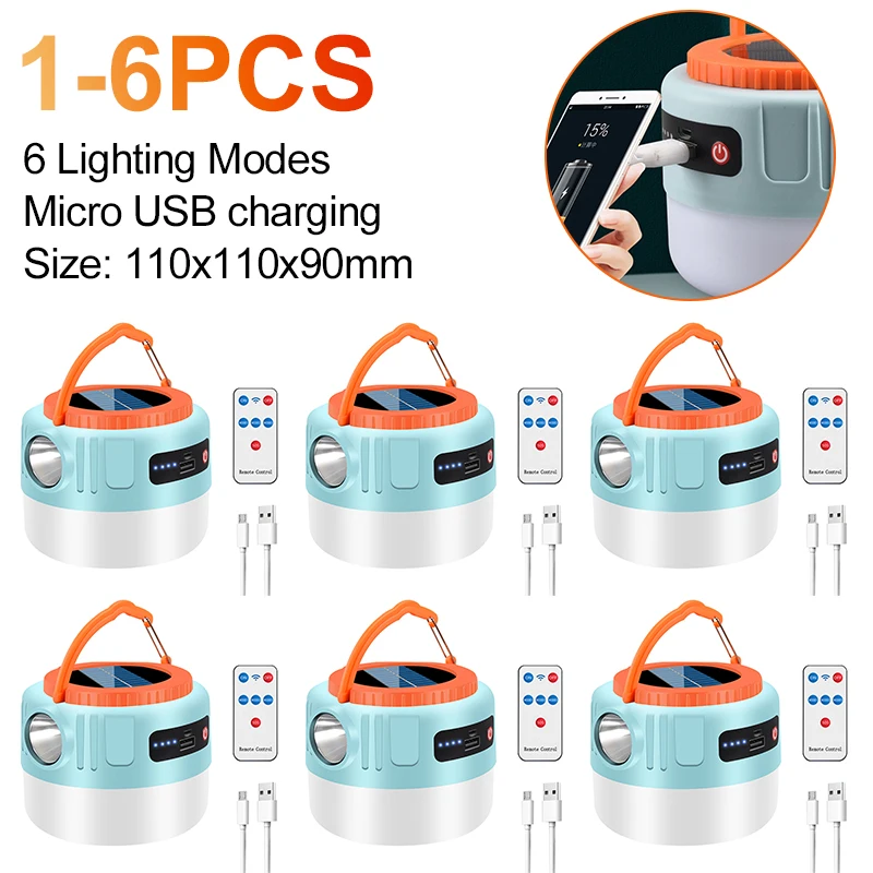 

1-6 шт., светодиодный фонарь на солнечной батарее с зарядкой от USB