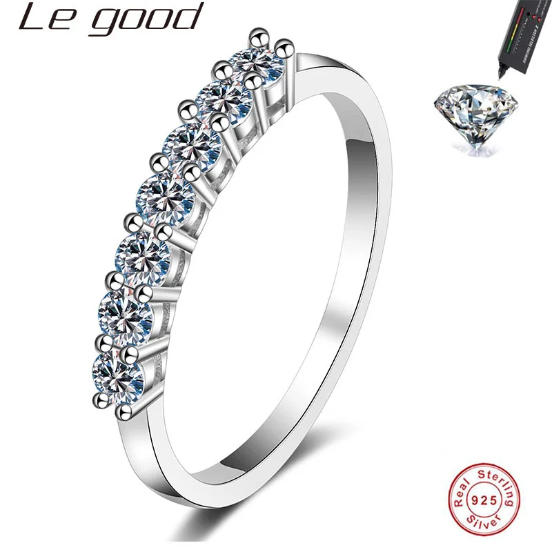 

0.7 Carat D Color Moissanite Engagement Ring Half Eternity Wedding Band 925 Sterling Silver Promise Anniversary Ring