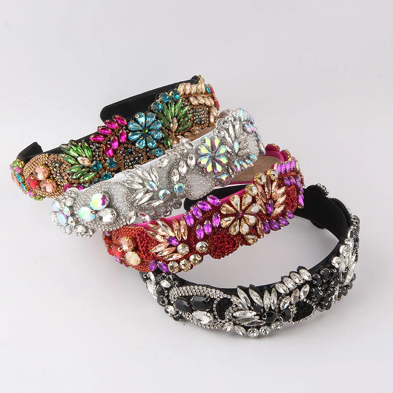 

Heavy Industry Exquisite Hairband New Fashion Baroque Inlaid Colorful Rhinestones Hai Ladies Personality Hair Accessories 854