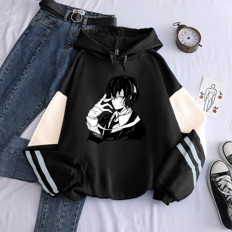 

Cartoon Dazai Osamu Stray Dogs Anime Hoodies Women Patchwork Fashion Styles Crewneck Man Sweatshirts