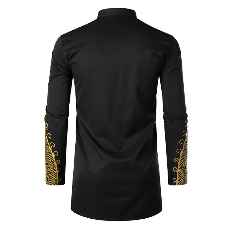 2022 Fashion Gilded Shirt Muslim Casual Pullover Long Shirt Style Robe