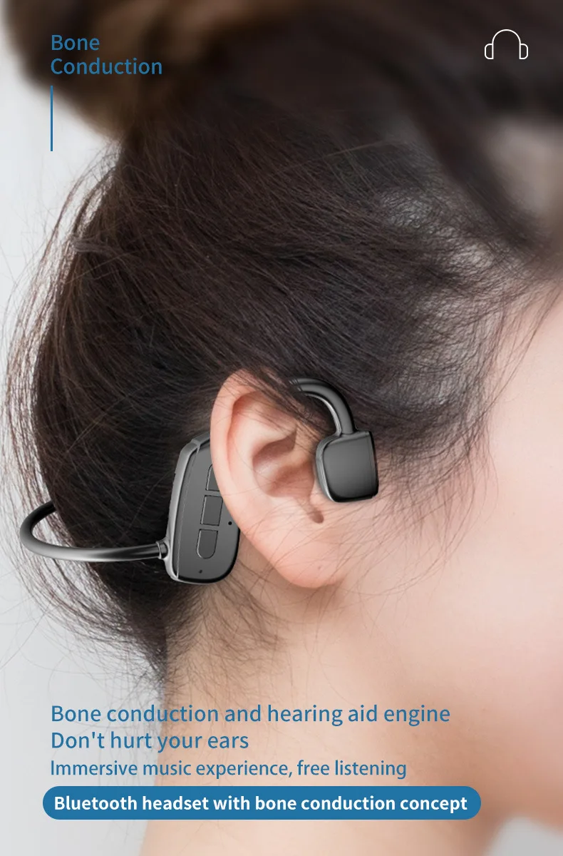 

Unilateral hanging ear sports business bluetooth headset bone conduction