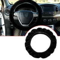 1pcs black warm soft short fuzzy plush auto steering wheel cover car accessories universal for car truck 36 38cm car wheel cover