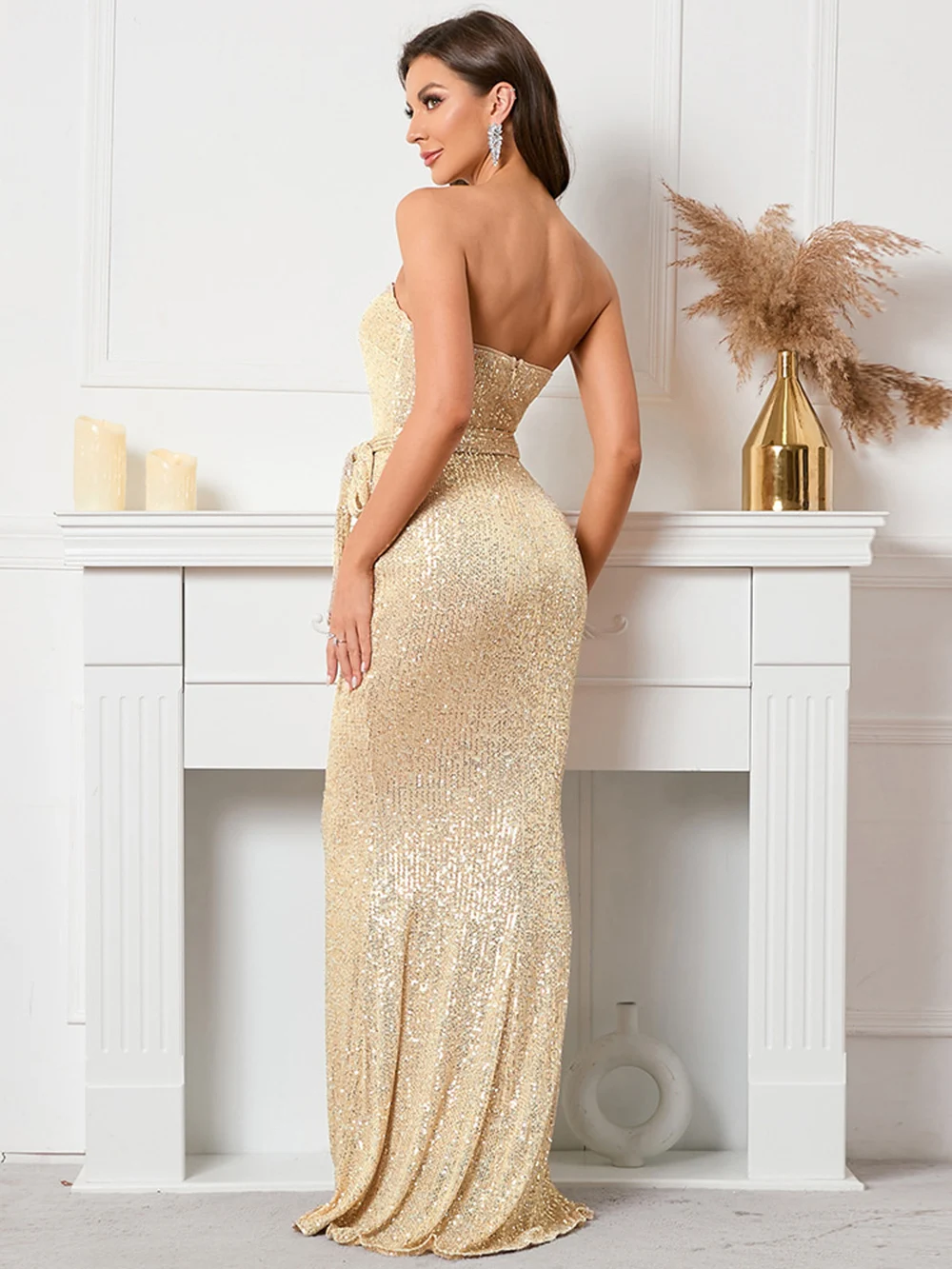 Romans Yellow Party Dress Strapless Short Evening Dress 2022 Bow Women Dress Tea Length Prom Dress Robe Wedding Party Dress