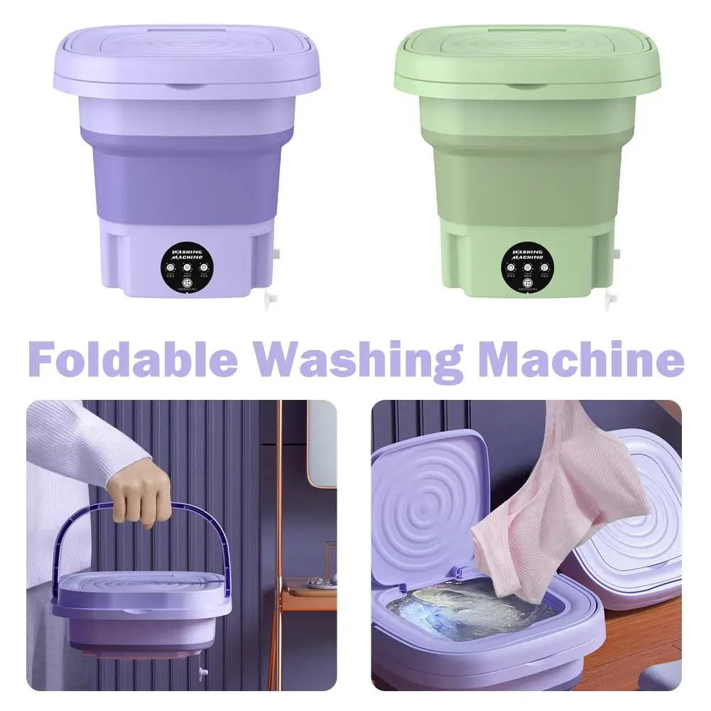 

8L Foldable Washing Machine Portable Socks Underwear With Machine Household 3 Panties Retractable Spinning Dry Washing Mode B3O9