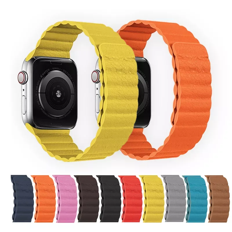 Кожаный ремешок для iwatch Band 44 мм 40 38 42 41 магнитный браслет смарт-часов iWatch Series 3 4 5 6 SE