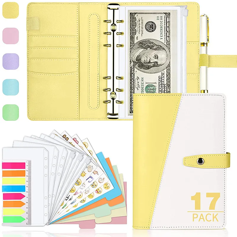 

Папка-планировщик для блокнотов формата A6, Обложка для тетрадей, 6 отверстий, пластиковая, на молнии, экономия денег