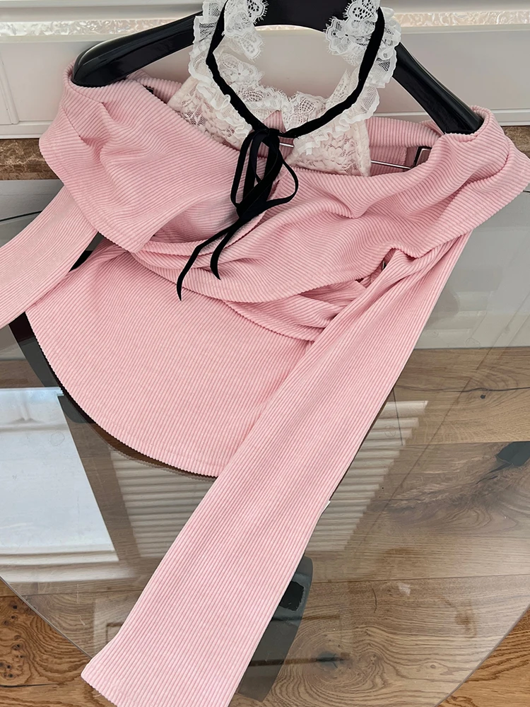 Зимний женский корейский балетный комплект Core Shoujo Girl Cute из 2 предметов кружевные