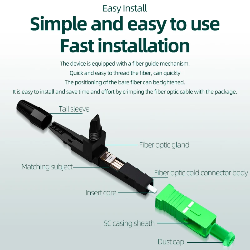 100pcs UPC APC Fast Connector Embedded Connector FTTH Tool Cold Fiber Fast Connector SC Fiber Optic Connector