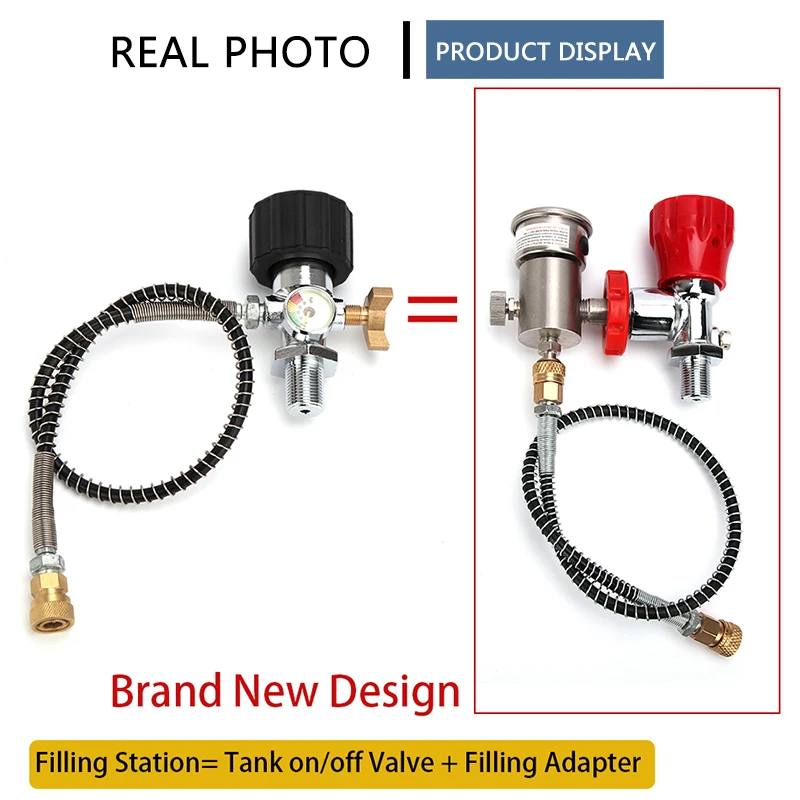 PCP Scuba Diving High Pressure Din Valve Brand New Style Air Filling Station with 40mpa Gauge 50cm Hose M18 Male Refill Adapter enlarge