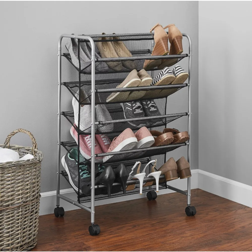 

Mainstays 5 Tier, 30 Pair, Metal Mesh Shoe Rack