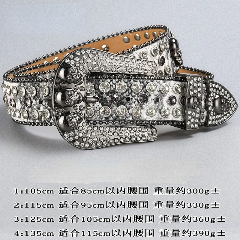 Модный темный ремень с инкрустацией стразами в виде черепа унисекс продвинутый