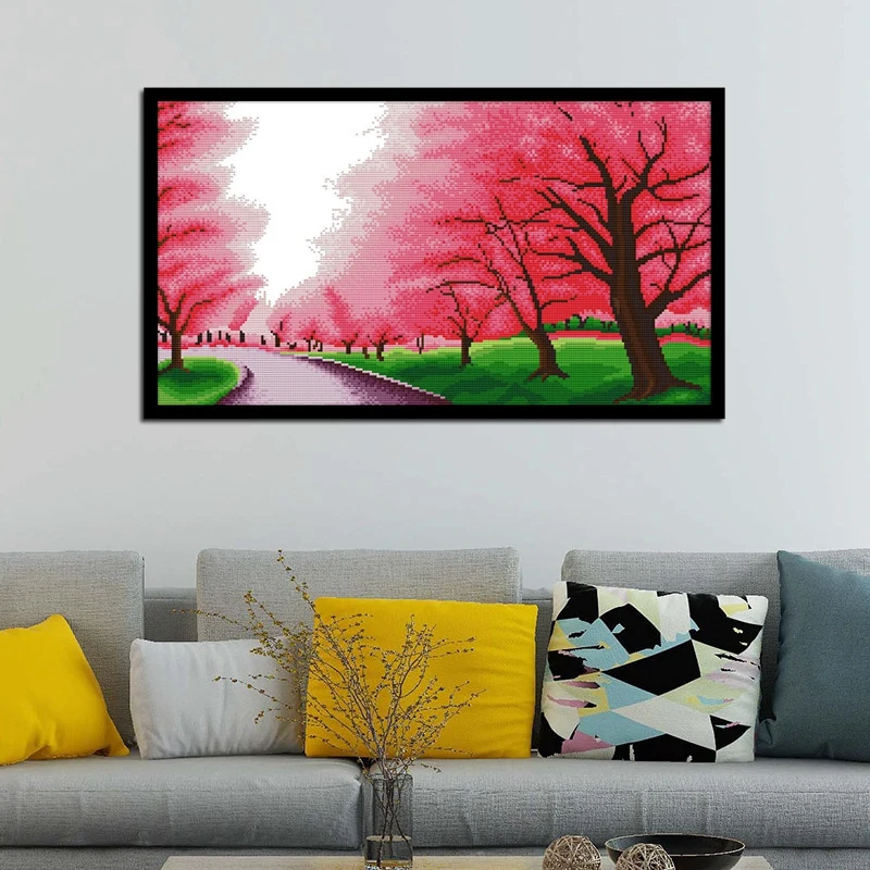 Набор для вышивки крестиком с романтическим изображением сакуры пейзажем 14