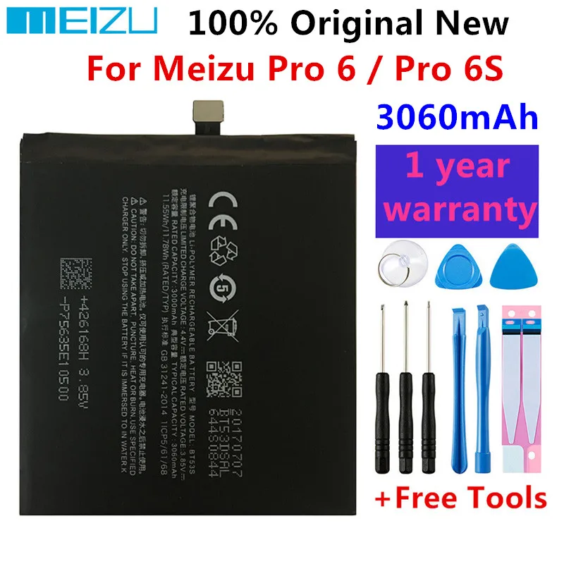 

Meizu Original High Quality Battery BT53 BT53S For Meizu Pro 6 M570M M570Q M570H / Pro 6S Pro6S M570Q-S Mobile Phone Batteries