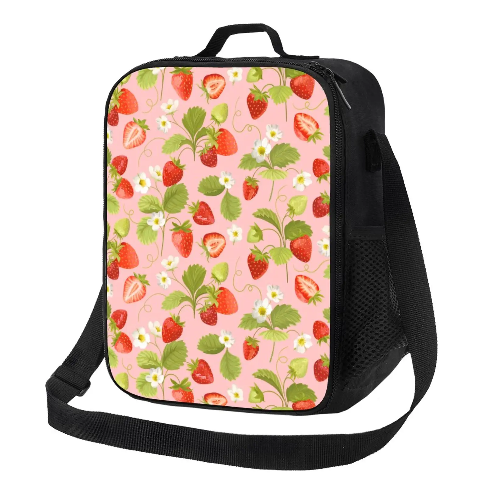 

Cute Strawberry Lunch Bag with Strap Containers Thermos for Food Lunch Box for Teen Girls School Work Travel Picnic Bento Bags