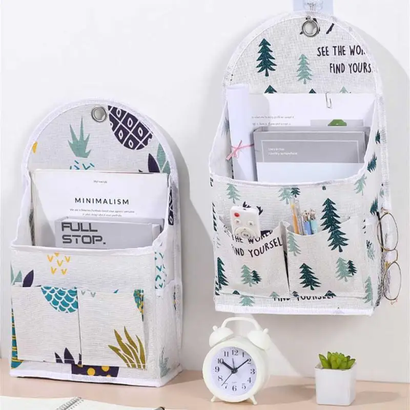 

Wall-mounted Hole-free Sundries Storage Hanging Bag Cotton Linen Dormitory Home Large-capacity Storage Artifact Book Storage Bag