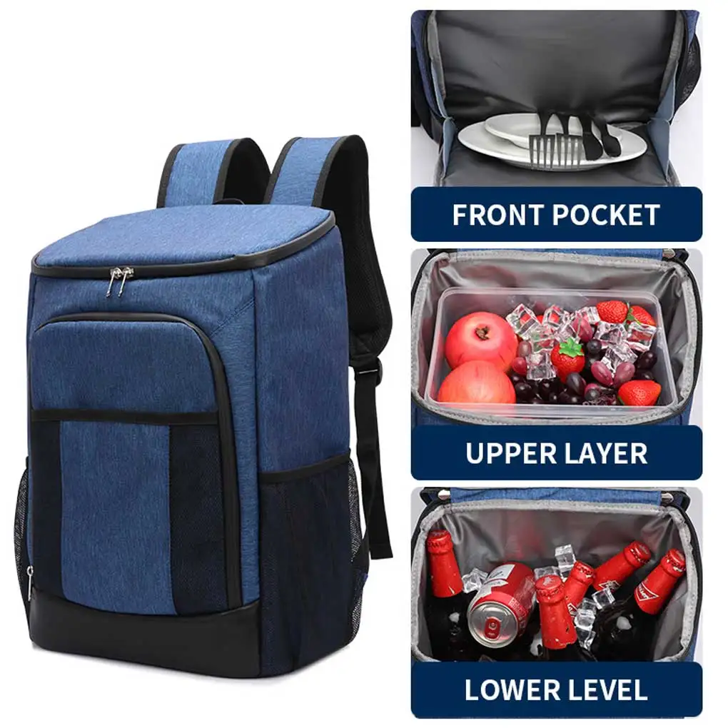 

Beer Cooler Bag Insulated Backpack Waterproof Thermal Pack Large Capacity Multi-pocket Mobile Refrigerator Picnic BBQ Blue