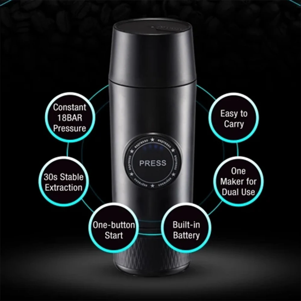 

Electric Coffee Machine Upgrade 18 Bar Pressure Espresso Espresso Coffee Maker Portable For Car Travel Camping Hiking Home Offic