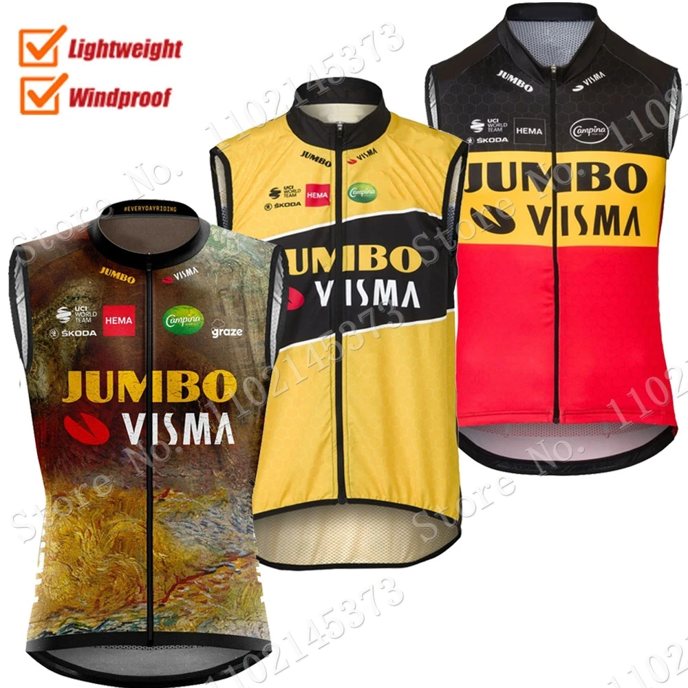 

2022, ветрозащитный жилет Jumbo Visma, велосипедный жилет TDF, ветрозащитная легкая гоночная дорожная веломайка без рукавов, майка для горных велоси...