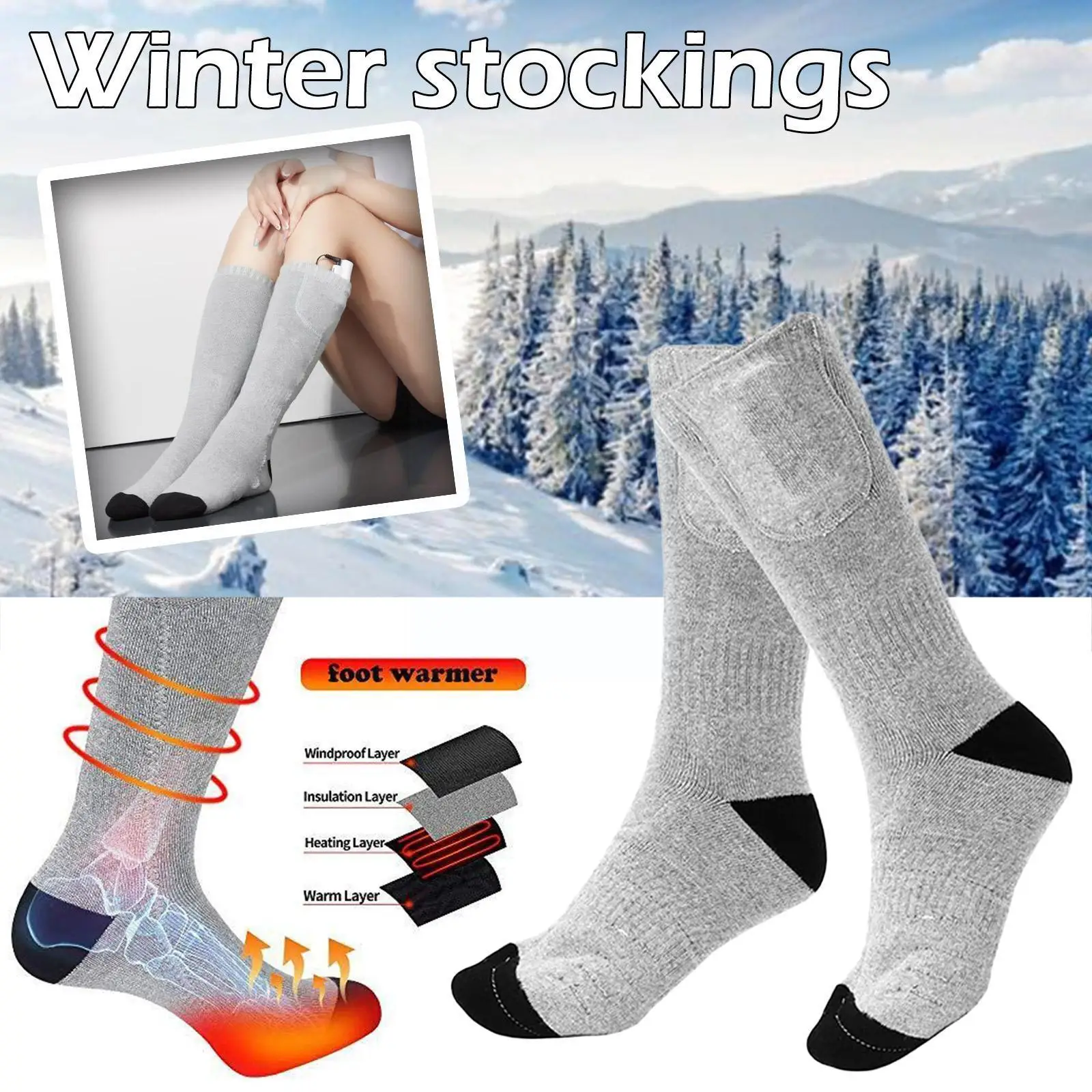 

Носки зимние с подогревом и USB, 1 пара