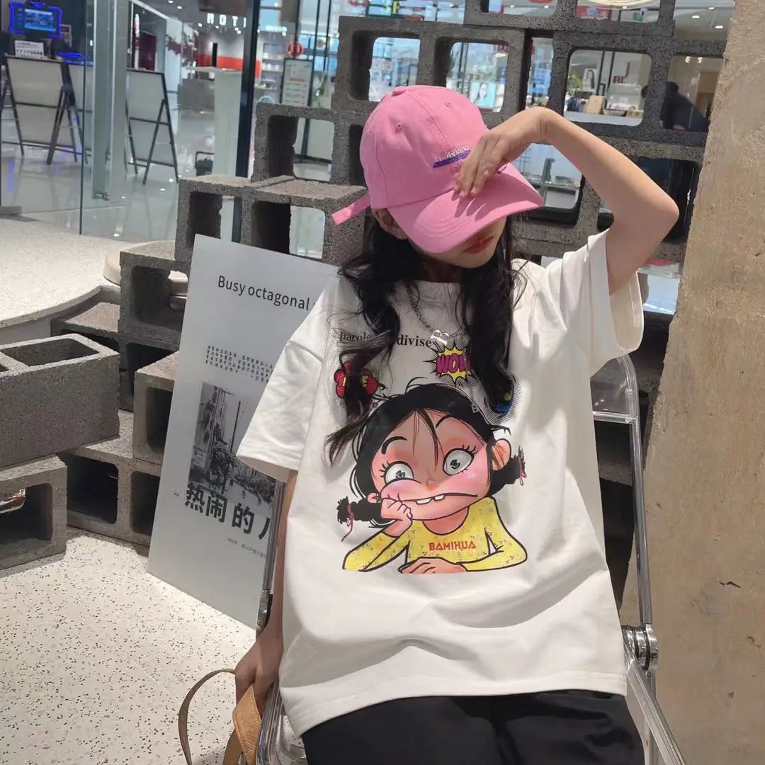 

Children's Clothing Cartoon Western Children's Clothing Cotton Short Sleeve T-shirt Summer Girls Round Neck Loose Top