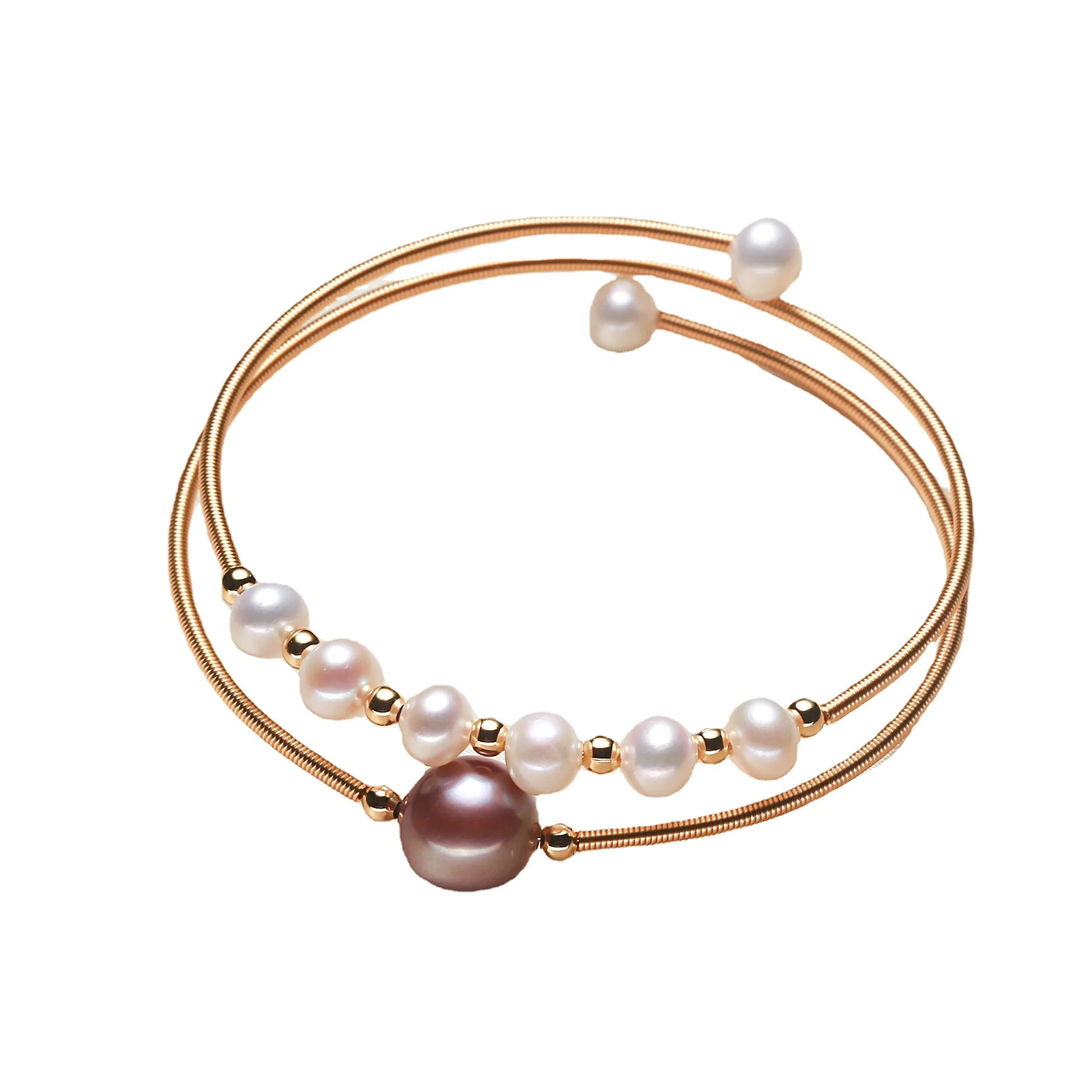 

Real Natural Freshwater Baroque 18K Gold Pearl Bracelets & Bangles for Women Jewelry Gift