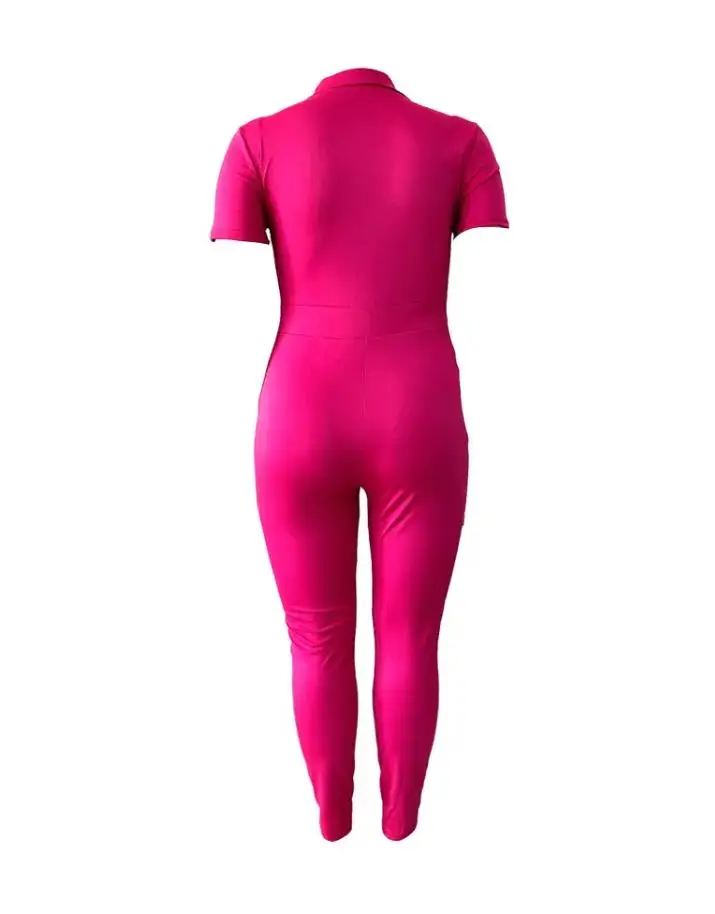 New Woman Summer Jumpsuits Plus Size Pocket Zip Front Playsuit Sexy Sleeveless Skinny Bodysuit Casual Daily Outfit Streetwear