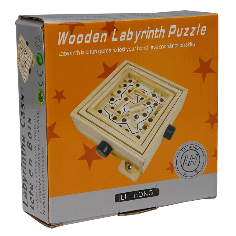 

Wooden 3D Puzzles Magnetic Ball Maze Puzzle Wood Case Box Fun Brain Hand Game Challenge Balance Children Adult Educational Toys