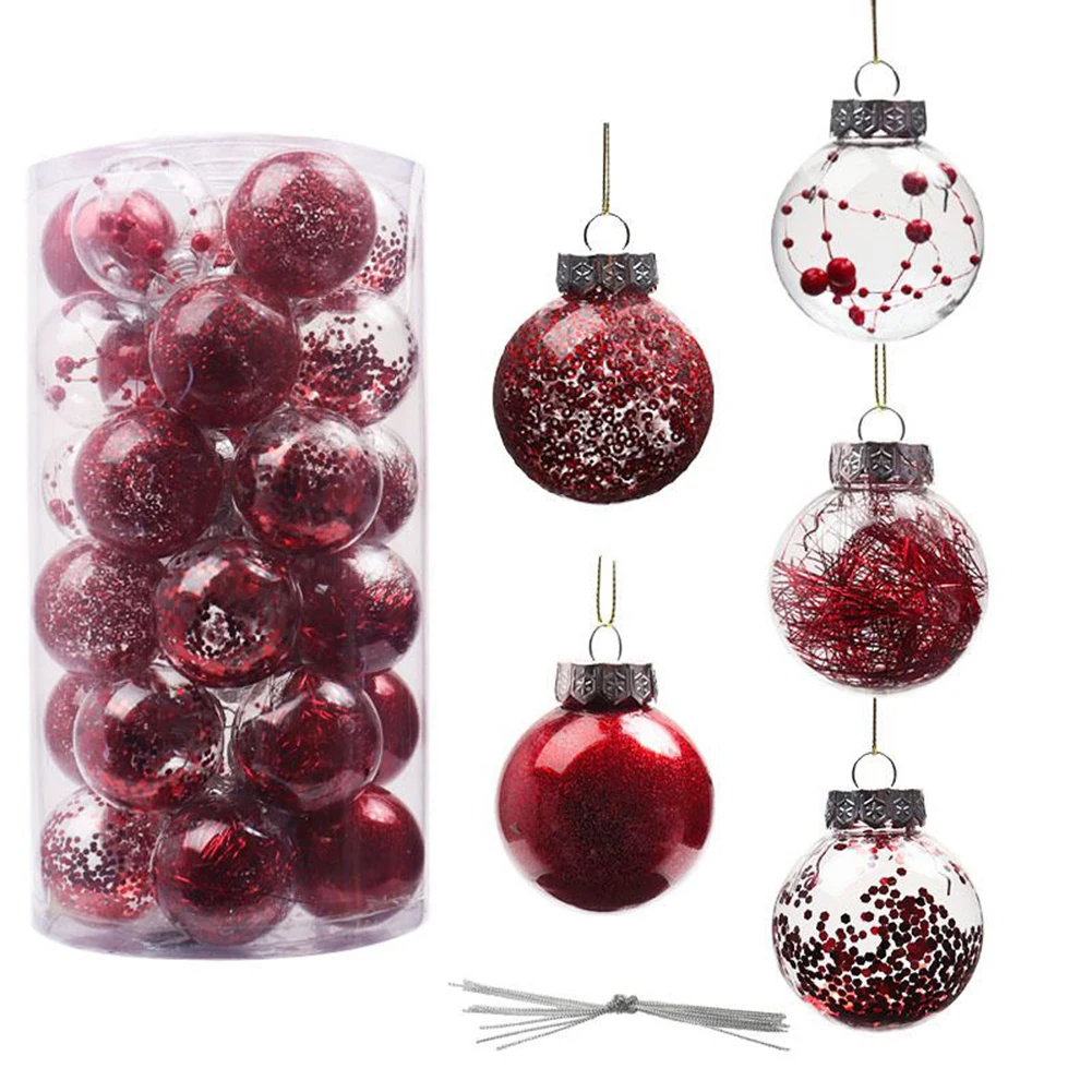

30 Pcs Christmas Glittering Balls Decorations Baubles Xmas Tree Hanging Ornament For Home Party Pendant Decor Shatterproof 6cm