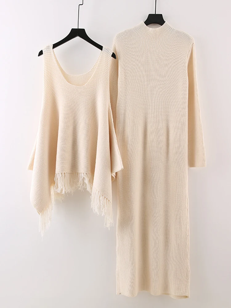 LANMREM осенне-зимний комплект из двух предметов вязаный жилет с кисточками и