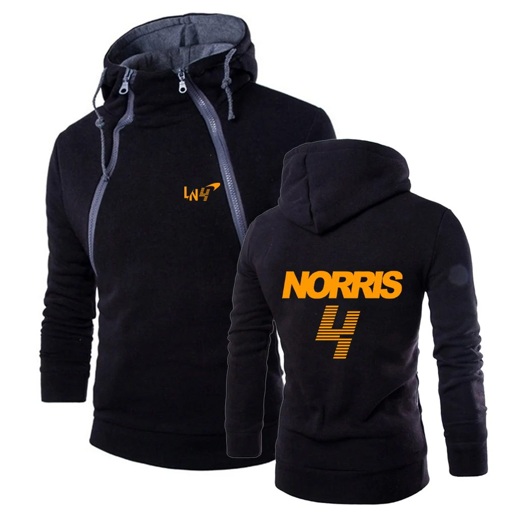 

2022 F1 McLaren Team Racing Fans Men Lando Norris Autumn Sweatshirt Long Sleeve Double Zip Hoodie Pullover Sport Tops