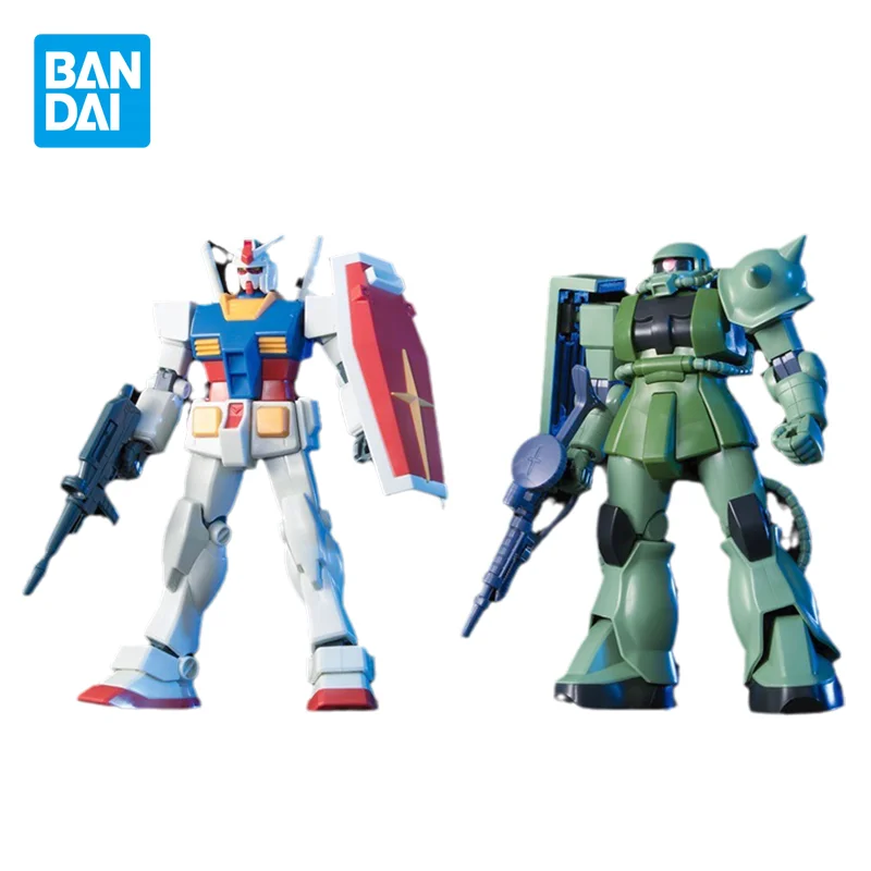 

Bandai Gundam Model Kit Anime Figure HGUC 1/144 RX-78-2 VS ZakuⅡ Action Figures Collectible Starter Set Toys Gifts for Kids