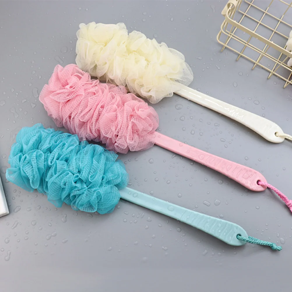 

3pcs Long Handle Bath Brush Comfort Back Scrubber Bathroom Accessories (Blue, White and Pink)