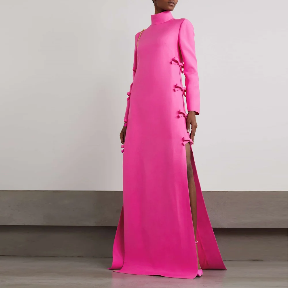 Миньон креп в китайском стиле с высоким воротником и бантом платья для