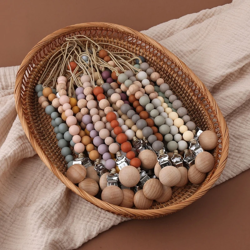 

Silicone Chew Beads Pacifier Clips Dummy Chain Holder Cute Soother Chains Baby Teething Toy Baby Chew
