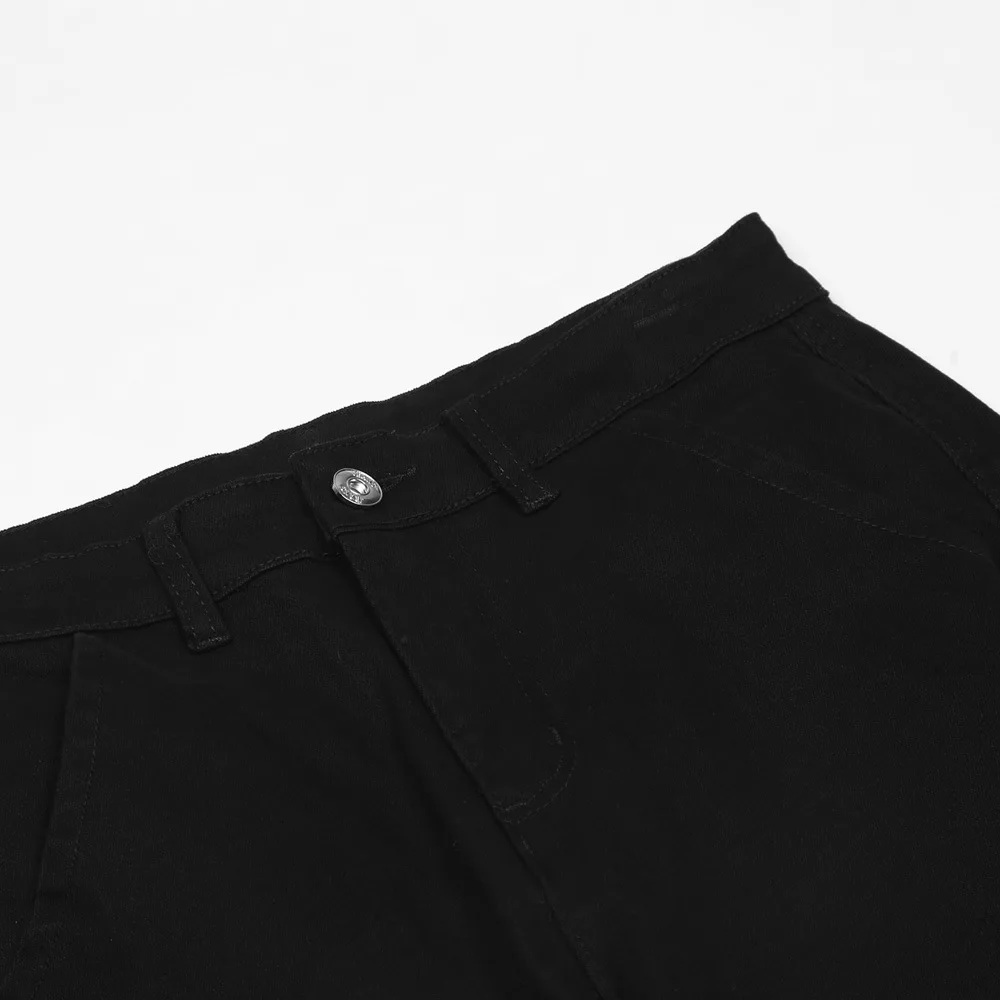 Solid Color Y2k Trousers Slit Jeans Men's Ins High Street Trendy Brand Slim Feet Casual Tights Skinny Denim Pants Free Shipping