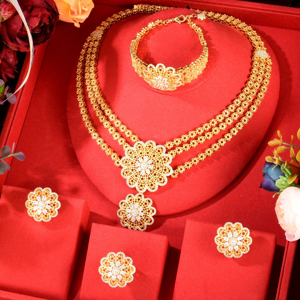 Набор свадебных серег GODKI колье и серьги в африканском стиле золотого цвета Дубая