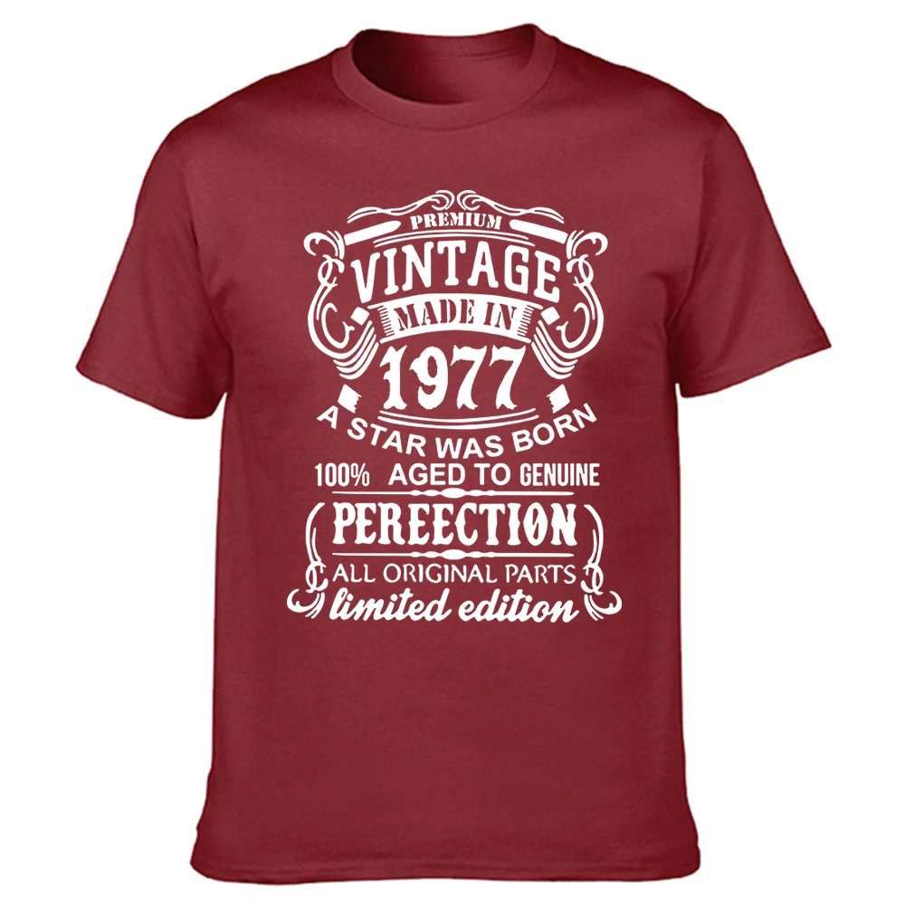 

Funny Vintage 1977 Aged to Perfection T Shirts Graphic Cotton Streetwear Short Sleeve Original Parts Retro Birthday Gift T-shirt
