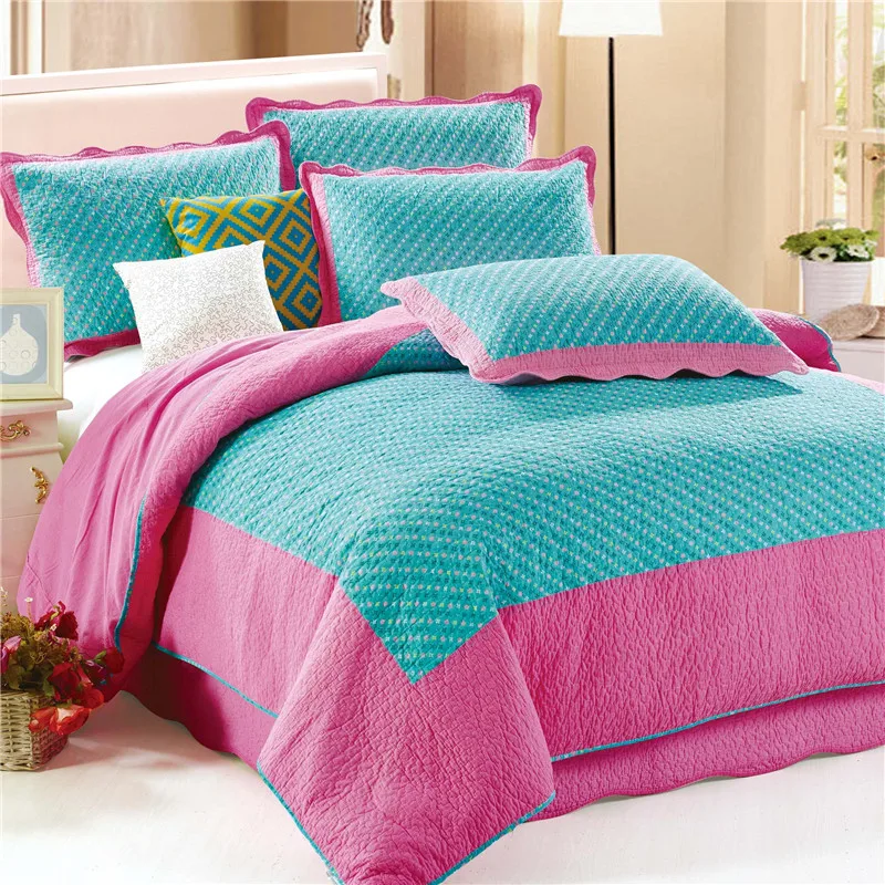 3PC Home Bedding Cotton Quilt Bedspread Set for All Season Quilted Blanket Coverlet Tatami Sheet Duvet Cubrecam Bed Cover Colcha