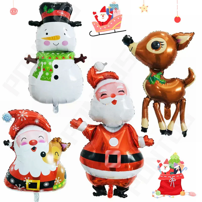 

Рождественские фольгированные шары, шары в виде Санта-Клауса, снеговика, лося, рождественской елки, украшения «сделай сам», товары для рожде...