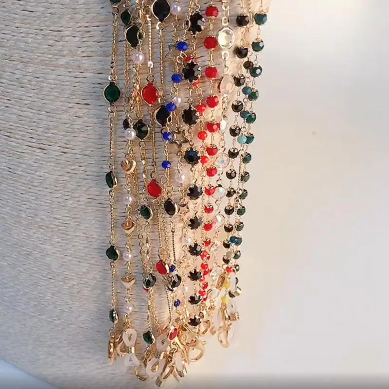 Модная женская и мужская блестящая цепочка золотистый шнур для очков ремешок