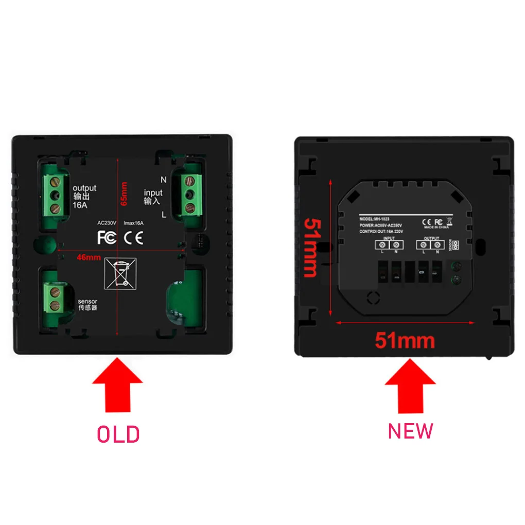 

Black Programmable Electric Floor Heating Control With Keypad Locking Function LCD Touch Screen Thermostat Controller MH-1823D