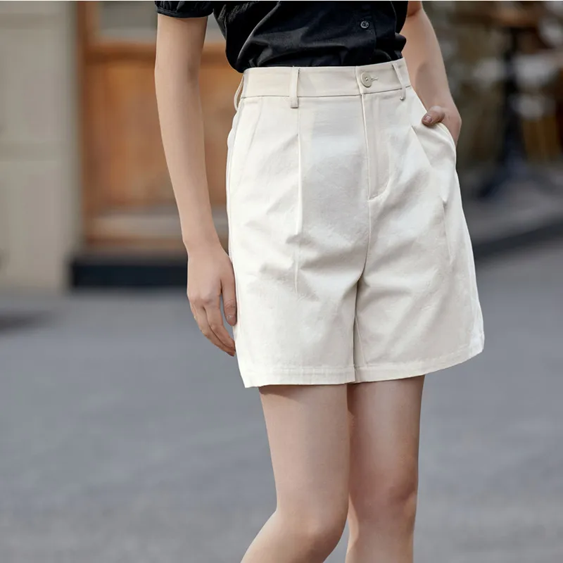 INMAN Summer Casual Women Shorts Minimalism High Waist Women's Pants Loose Short Trousers Pure Color A-line Korean Fashion