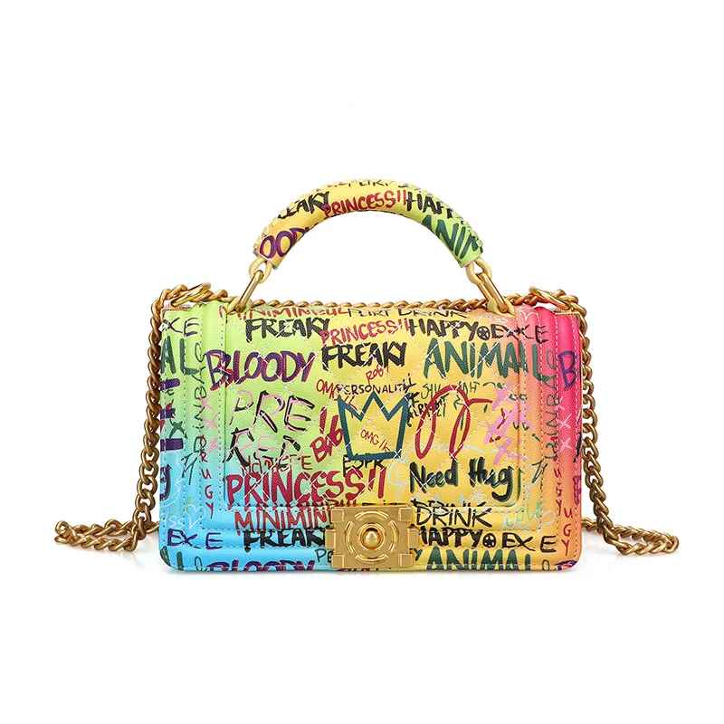 Original Designer Ladies Handbags Fashion Handbags Chain Bags Colorful Graffiti Bags for Women сумка женская Hot Selling