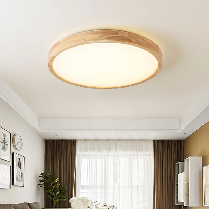 $39.13 Remote Modern Ultra-thin Wood Ceiling Lights Wooden Round LED Ceiling Lamp for Living Room Bedroom Kitchen Light Fixture